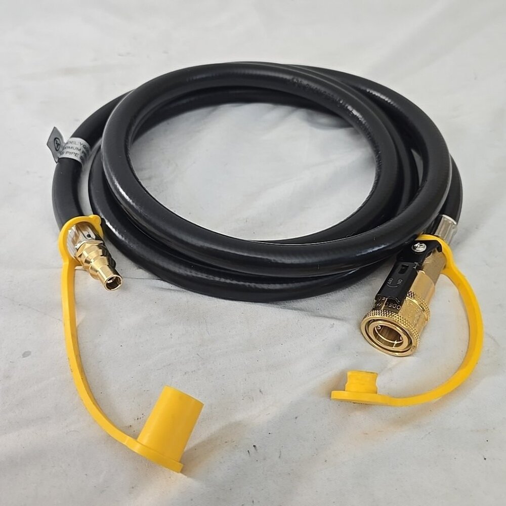 7FT Quick Connect RV Propane Hose 1/4" Safety Shutoff Valve & 1/4" Male Flow